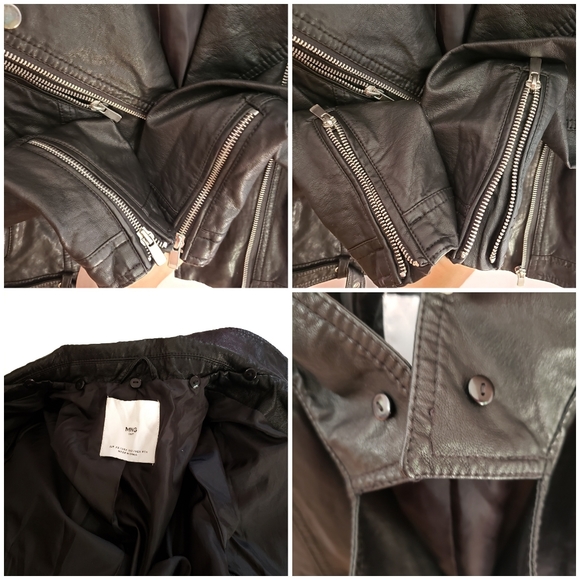 Mango MNG Faux Leather Black Jacket Size USA XXS - Picture 6 of 11